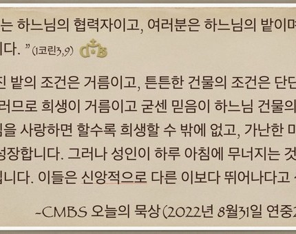 [오늘의 묵상] 2022.08.31