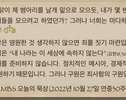 [오늘의 묵상] 2022.10.27