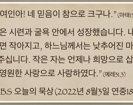 [오늘의 묵상] 2022.08.03