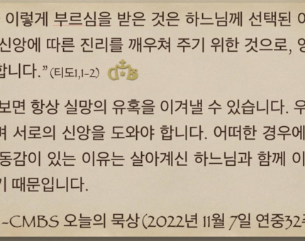 [오늘의 묵상] 2022.11.07