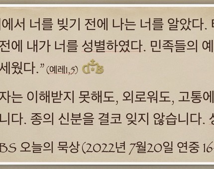[오늘의 묵상] 2022.07.20