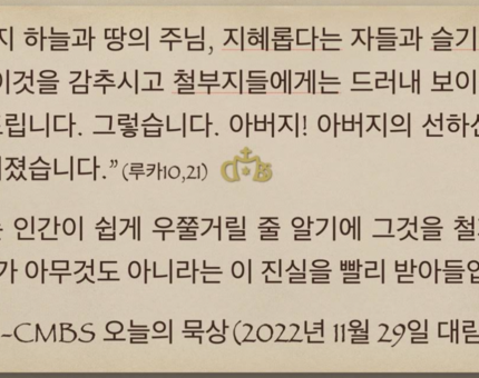 [오늘의 묵상] 2022.11.29