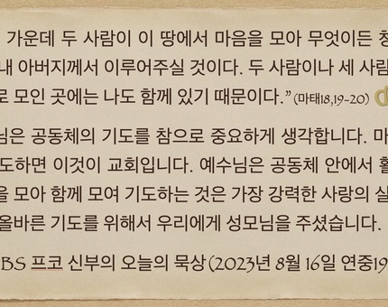 2023년 8월 16일 프코신부의 오늘의 묵상