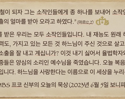2023년 6월 5일 프코신부의 오늘의 묵상