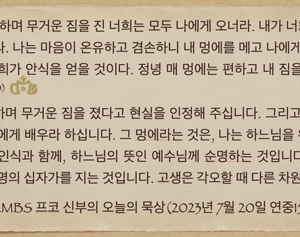  2023년 7월 20일 프코신부의 오늘의 묵상