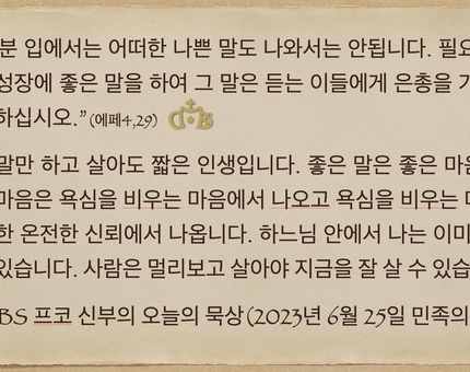 2023년 6월 25일 프코신부의 오늘의 묵상