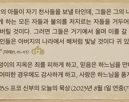 2023년 8월 1일 프코신부의 오늘의 묵상