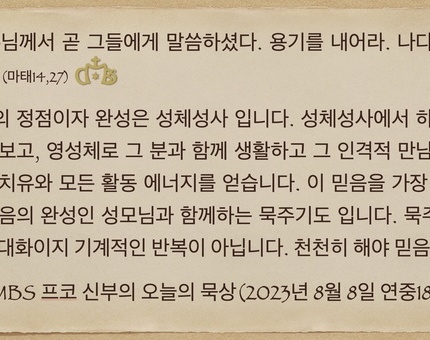 2023년 8월 8일 프코신부의 오늘의 묵상(성 도미니꼬 축일에)