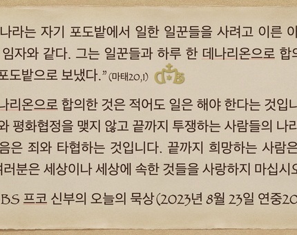 2023년 8월 22일 프코신부의 오늘의 묵상
